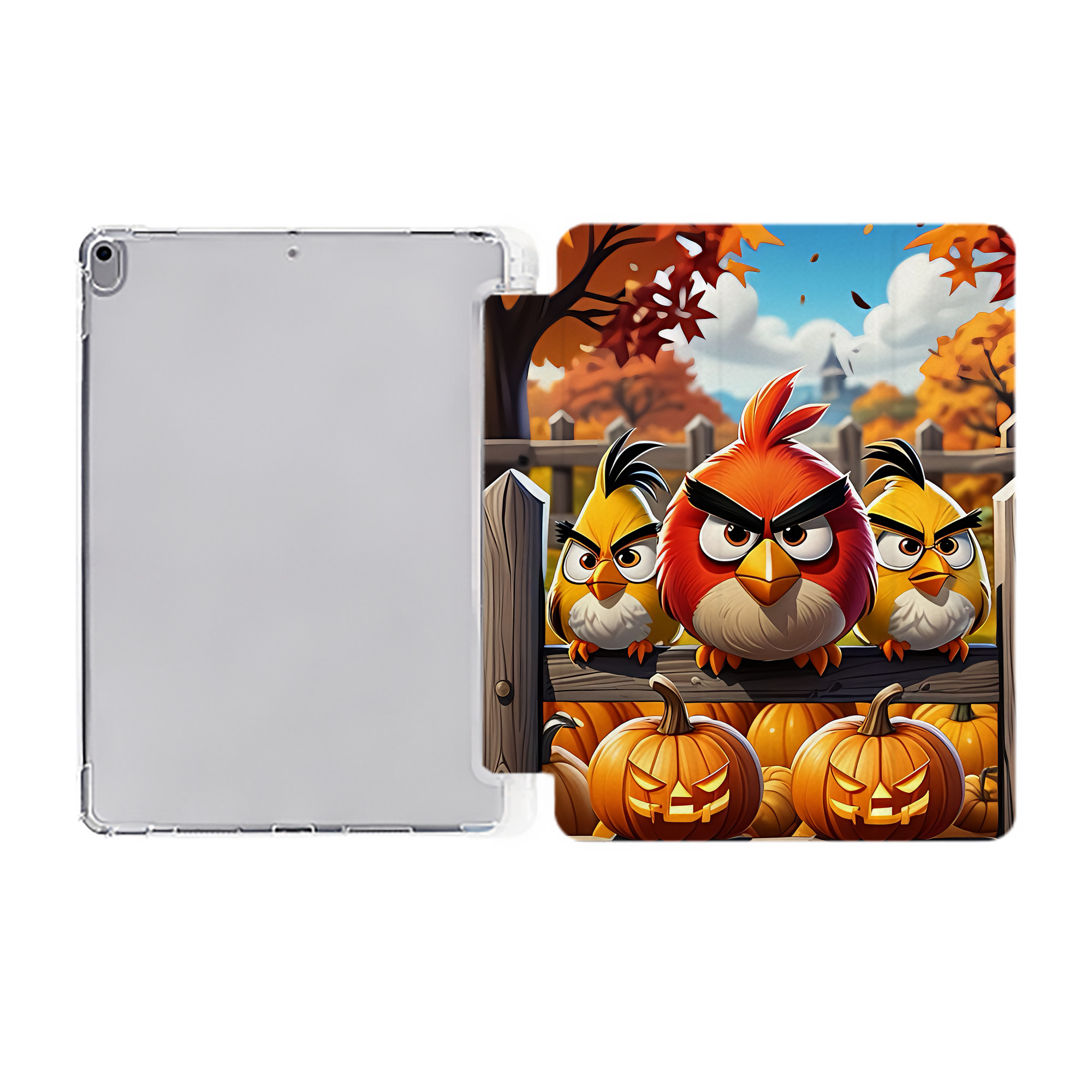 （画像用） Angry Birds アングリーバード IPad ケース ペン収納付き 三つ折りスタンド PUレザー×シリコン 対応機種9.5/10.5/10.9インチ
